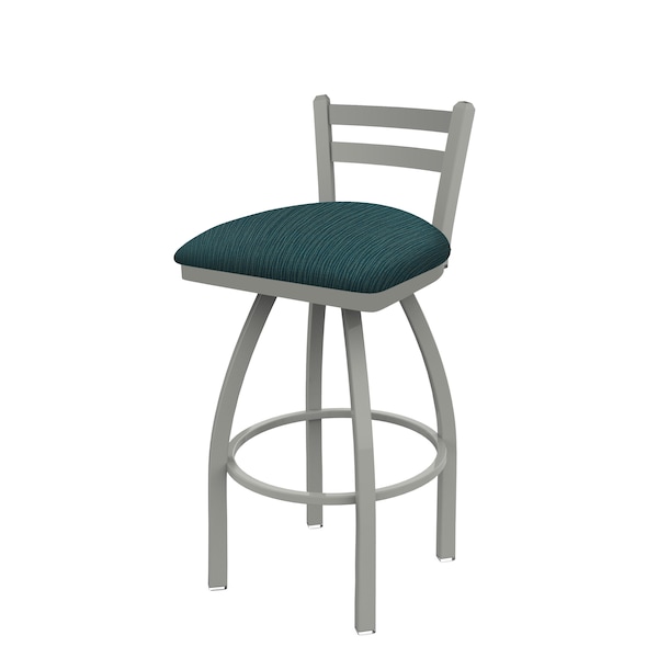 25" Low Back Swivel Counter Stool, Nickel Finish, Graph Tidal Seat